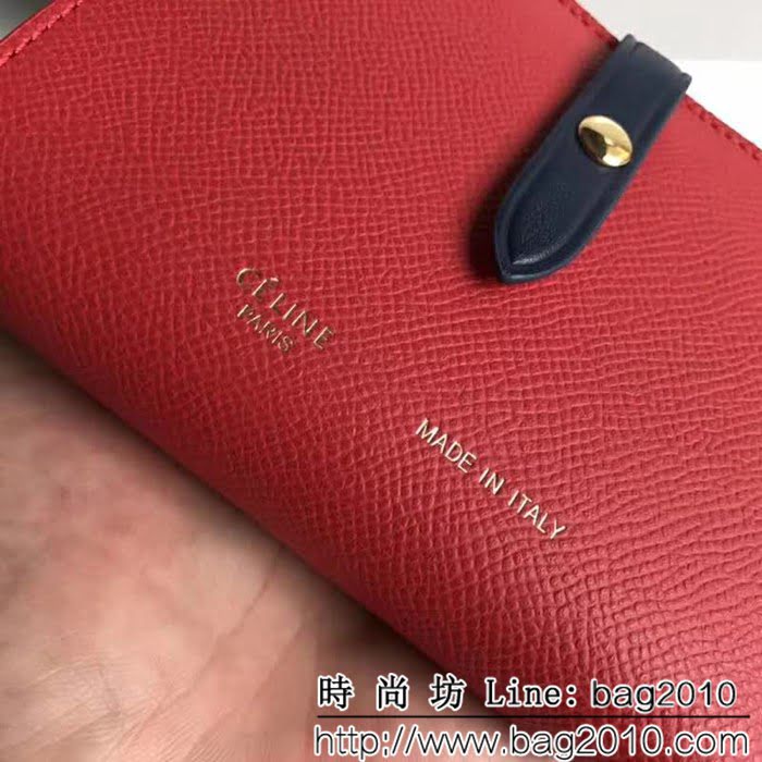 CELINE賽琳原單 專櫃款 手掌紋牛皮小號搭扣拼色錢夾 0146 SL1424